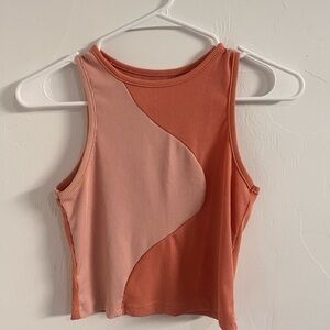 SHEIN Orange and Brown Asymmetrical Crop Tank Top